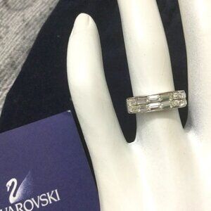 Vintage Swarovski Two-Row Princess Baguette Ring 925 Silver Size 5 (2002)